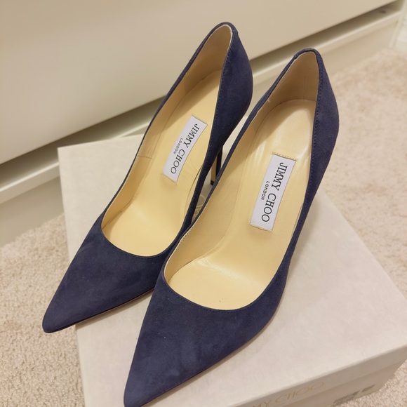 Jimmy Choo Minny 85 blue suede heel - Picture 1 of 6